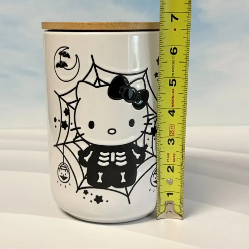 Hello Kitty Skeleton Halloween Ceramic Canister Bamboo Lid 40.57 Oz Sanrio 2023